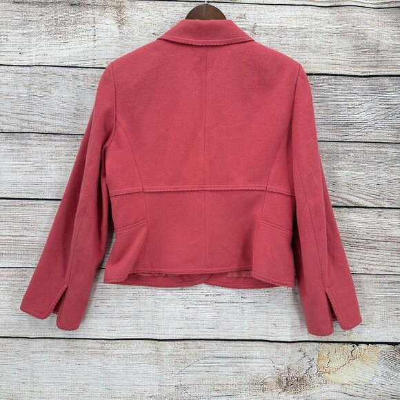 Albert Nipon Blazer Womens Size 12 Coral Jacket Wool Blend Lined Pockets - Picture 2 of 11
